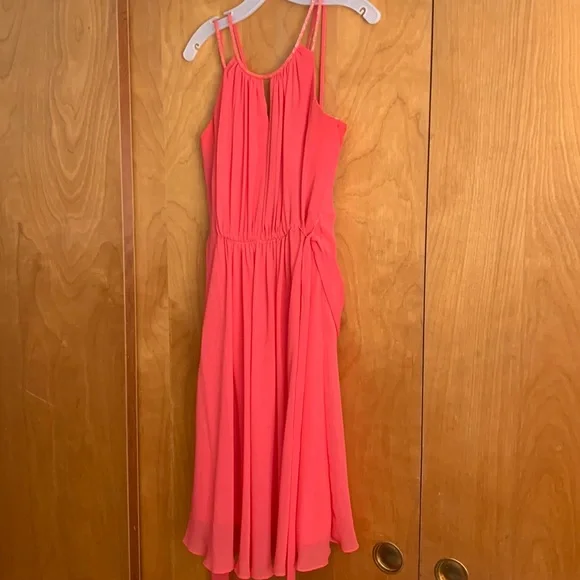 bridesmaid blush pink dresses Blush Pink Off the Shoulder Bridesmaid Dress with Slit – FancyVestido main image 0